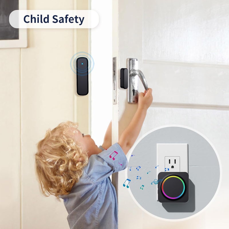 BITIWEND Door Chime, Door Chimes When Door Opens, Door Sensor Door Open Alarm with 600 FT Range, 32 Chimes 5 Adjustable Volume, Door Ringer Alert for Business/Home/Kids When Entering (2Receivers+1Sensor) - Image 5